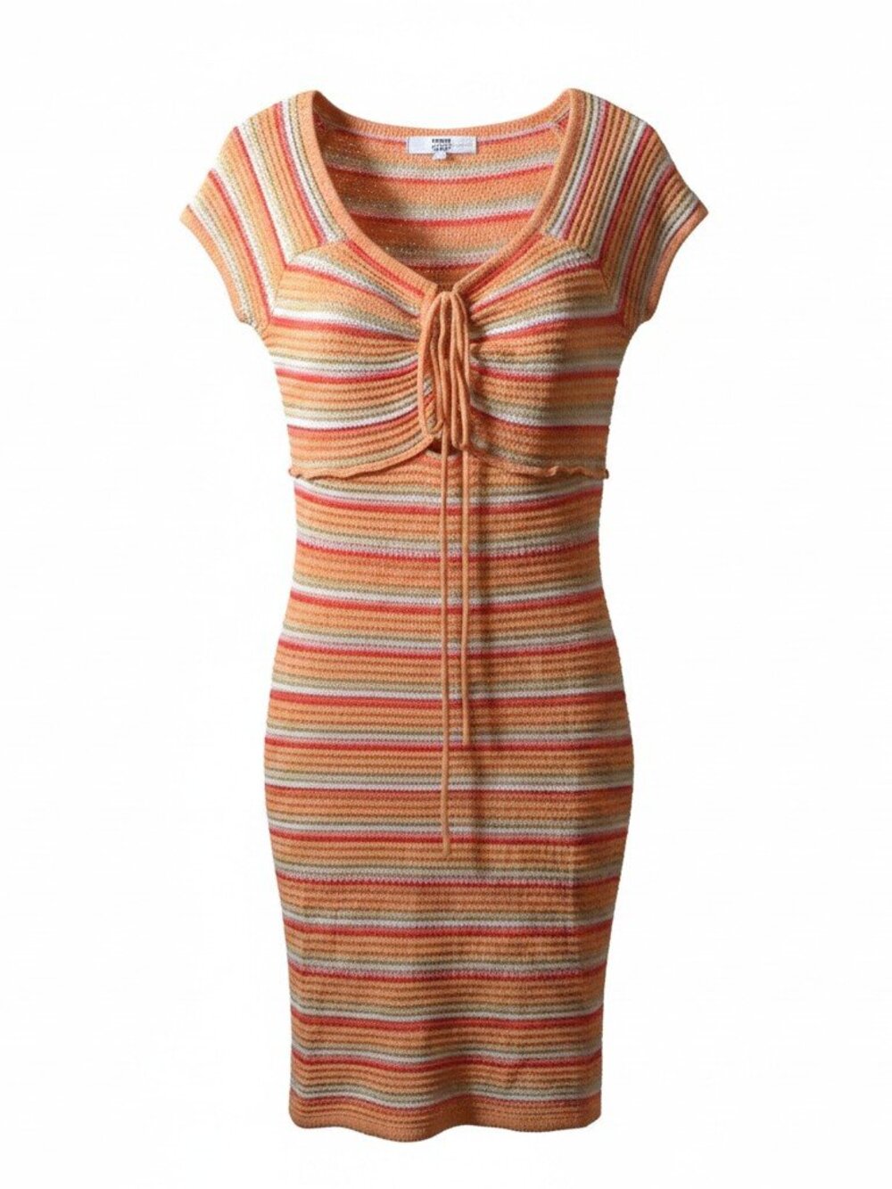 Y2K Striped Knit Midi Dress | Lace Up Front Bodycon Retro Summer